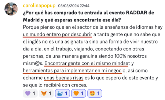 Testimonio de una asistente